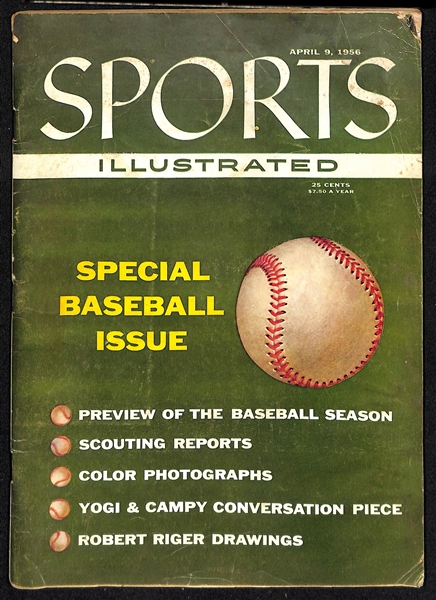 Lot of 1957 & 1969 WS Program, 1956 Sports Illustrated, a Johnny Kucks Signed Business Card, More - JSA Auction Letter