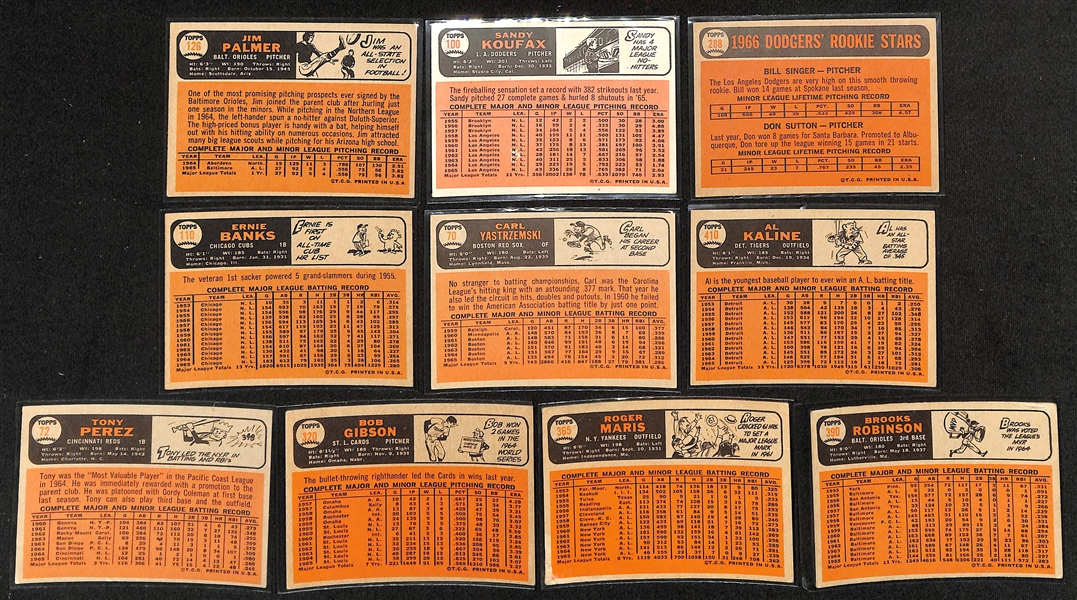Lot of (600+) 1966 Topps Baseball Cards w. Jim Palmer RC