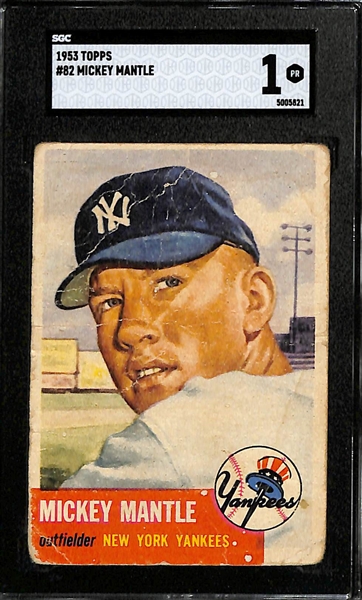 1953 Topps Mickey Mantle #82 (C on Back) Graded SGC 1