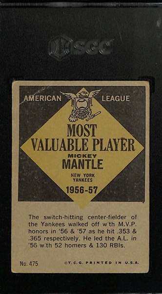 1961 Topps Mickey Mantle MVP #475 Graded SGC 2.5