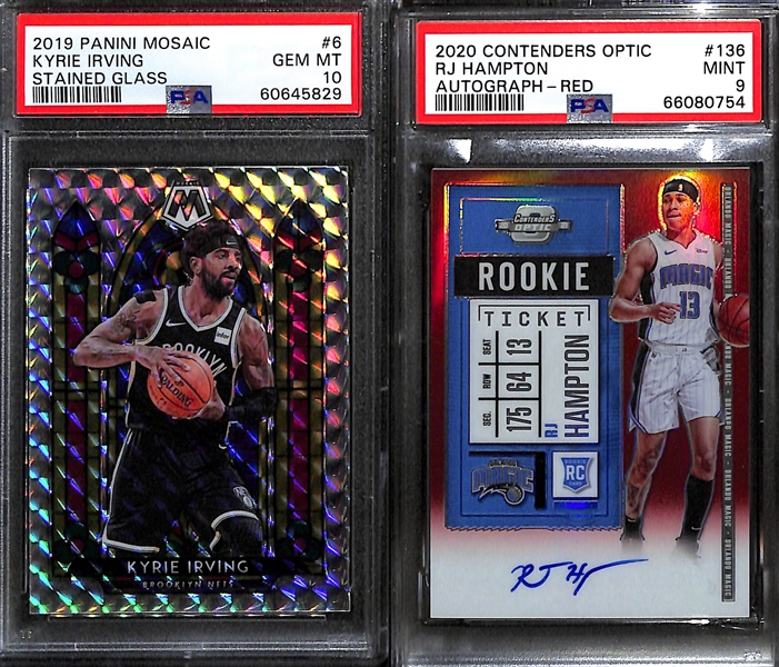 Lot of (8) Modern Basketball Graded Cards w. Mostly Rookies Including 2019 Stained Glass Kyrie Irving PSA 10 and 2013 Prizm Victor Oladipo RC PSA 10