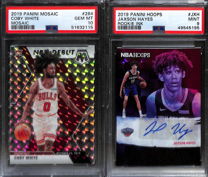 Lot of (8) Modern Basketball Graded Cards w. Mostly Rookies Including 2019 Stained Glass Kyrie Irving PSA 10 and 2013 Prizm Victor Oladipo RC PSA 10