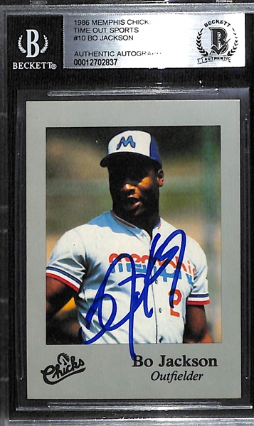 1986 Memphis Chicks Time Out Sports # 10 Bo Jackson Rookie Autographed Card BGS Authentic