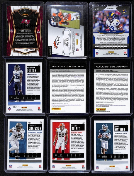Lot of (15+) Inserts and Rookie Lot w. 2020 Select Tom Brady White Prizm #d 13/35 and (12) Rookie Autographs 