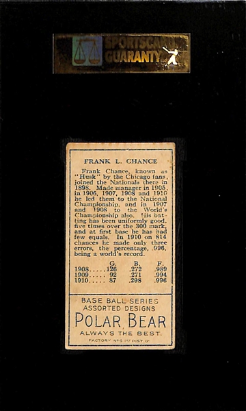 1911 T205 Gold Border Polar Bear Frank Chance (HOF) Graded SGC 4