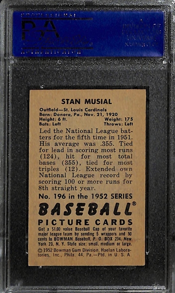 1952 Bowman Stan Musial #196 Graded PSA 6