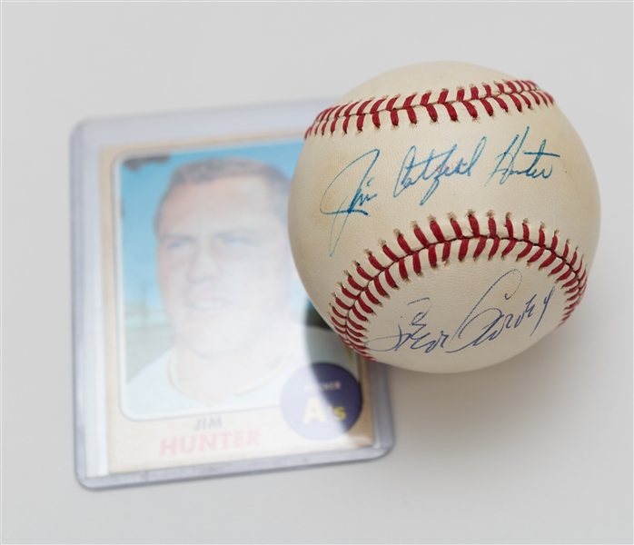 Jim Catfish Hunter & Steve Garvey Dual Signed 1978 World Series Baseball (JSA Auction Letter) - Yankees vs. Dodgers in World Series