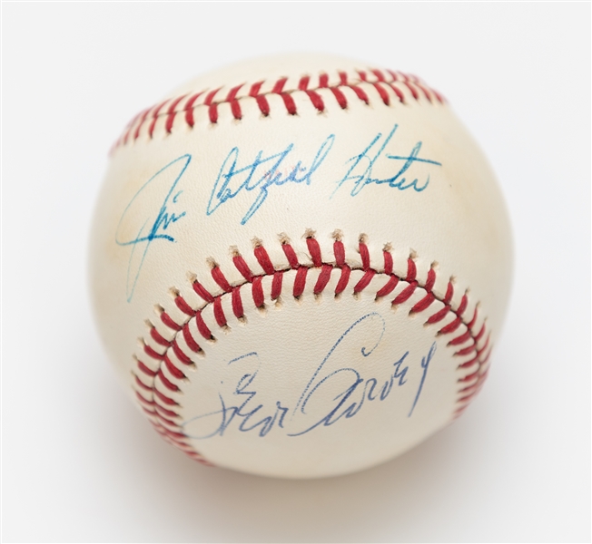 Jim Catfish Hunter & Steve Garvey Dual Signed 1978 World Series Baseball (JSA Auction Letter) - Yankees vs. Dodgers in World Series
