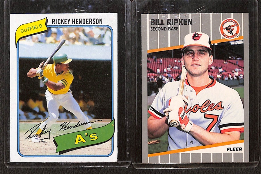 1980 Topps Rickey Henderson Rookie Card & 1989 Fleer Billy Ripken FF Error Card