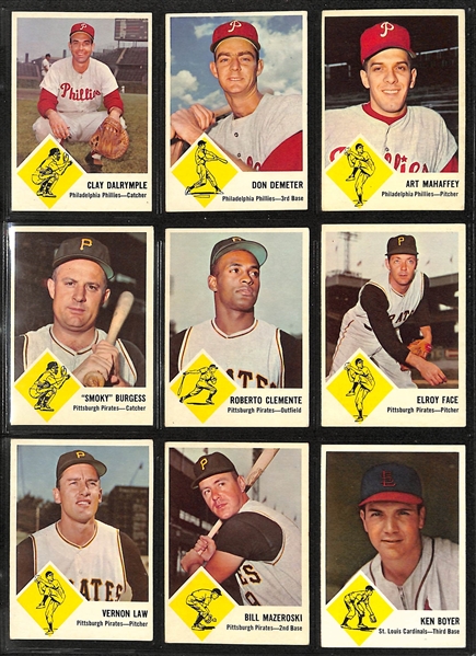Lot of (68) Assorted 1963 Fleer Baseball Cards w. (2) Sandy Koufax