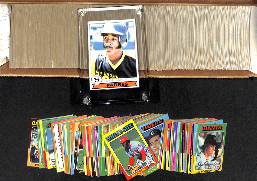 1979 Topps Baseball Card Complete Set of 726 Cards w. Ozzie Smith Rookie Card & (100+) 1975 Topps Mini Cards