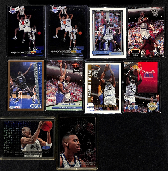 Lot of (8) Shaquille O'Neal Rookie Cards and (2) Anfernee Hardaway Rare Inserts w. 1997-98 Flair Showcase Row 0 #d /250!