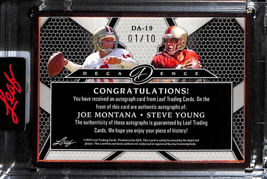 2022 Leaf Decadence Joe Montana and Steve Young Dual Autograph #d 1/10