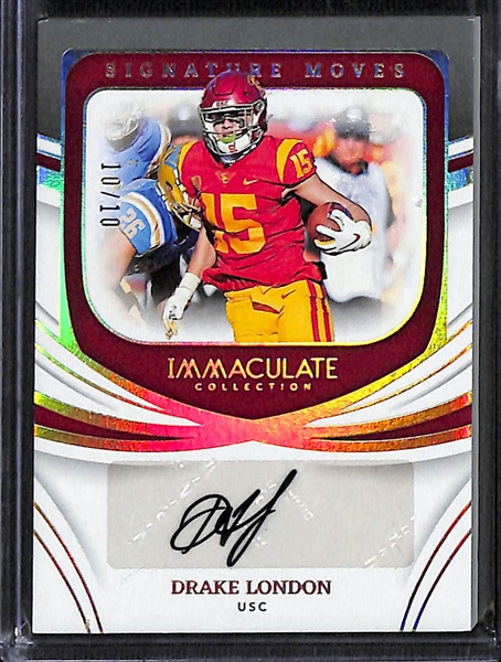 Lot of (3) 2022 Immaculate Collegiate Football w. Drake London Auto #d /10, Kayvon Thibodeaux Patch Auto #d /10