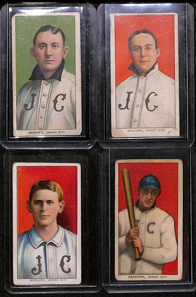 Lot of (4) 1909-11 T206 Jersey City Cards w. Milligan, Moeller, Hannifan, Merritt