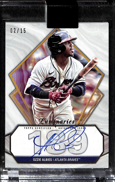 2021 & 2022 Topps Luminaries Autographed Baseball Card Lot w. David Ortiz #d 1/5 and Ozzie Albies #d 2/15