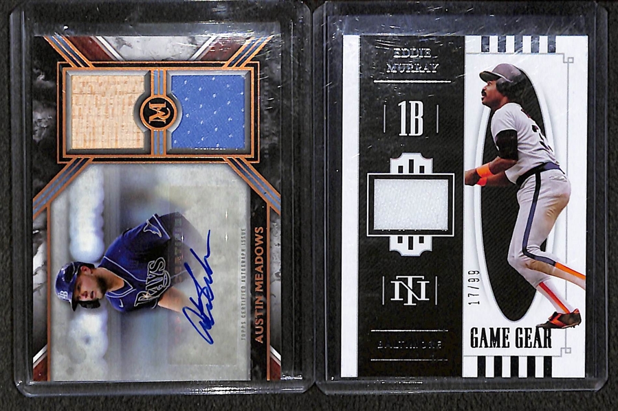 Lot of (20) Relic and Autographed Cards w. 2021 National Treasures Triple Legend Duos Hornsby/Carew/Biggio Dual Patches #d /99