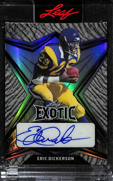 2022 Leaf Decadence Terrell Davis Autograph #d 1/3 and 2022 Leaf Exotic Eric Dickerson Autograph #d 7/8