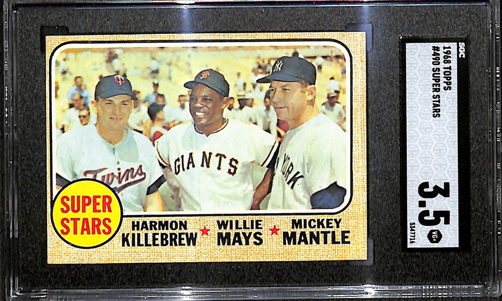 1964 Topps # 331 A.L. Bombers Maris/Cash/Mantle/Kaline Graded SGC 4.5 and 1968 Topps # 490 Super Stars Killebrew/Mays/Mantle SGC 3.5