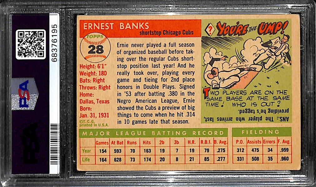 1955 Topps Ernie Banks (2nd Year) #28 Graded PSA 4