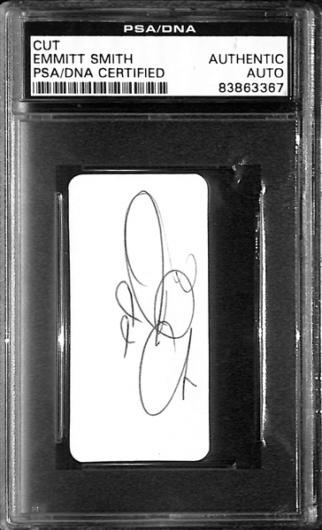 Lot of (4) Vintage Football Cards w. Franco Harris and Tony Dorsett RCs Plus Emmitt Smith Cut Autograph (PSA/DNA Encased)