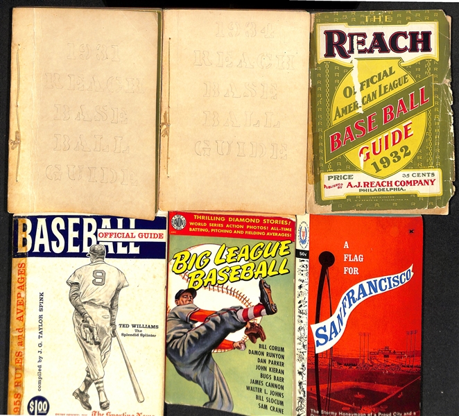 Lot of (6) Vintage Baseball Books w. 3 1930s Reach Books and (6) Phillies Tickets w. May 2, 1989 Mike Schmidts Last Major League HR