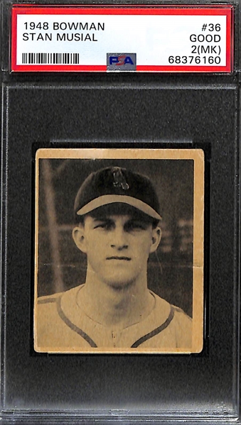 1948 Bowman Stan Musial Rookie Card #36 Graded PSA 2 (MK)