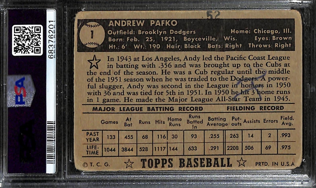 1952 Topps Andy Pafko #1 Graded PSA 1.5 (MK)