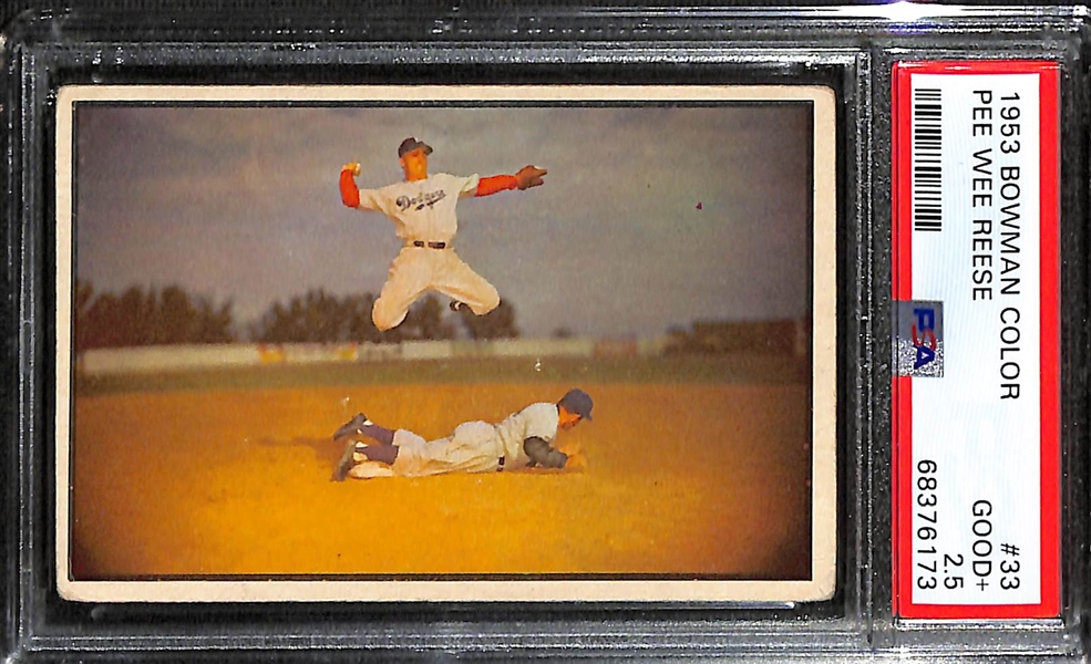 1953 Bowman Color Pee Wee Reese #33 (Iconic In-Action Photo) Graded PSA 2.5