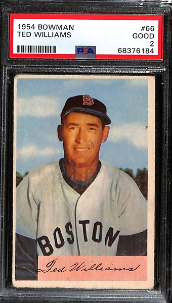 1954 Bowman Ted Williams #66 Graded PSA 2