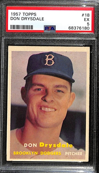 1957 Topps Don Drysdale Rookie Card #18 Graded PSA 5
