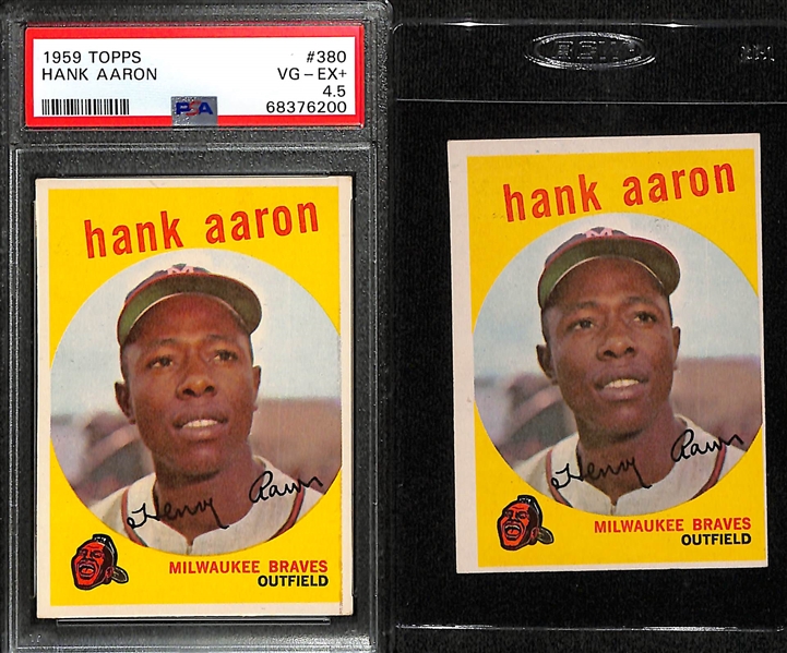 1959 Topps Hank Aaron #380 Lot of (2) - One PSA 4.5 and One Ungraded (GD/Miscut)