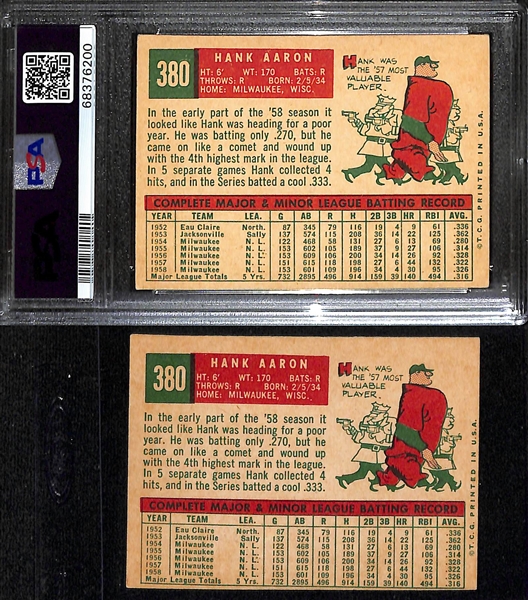 1959 Topps Hank Aaron #380 Lot of (2) - One PSA 4.5 and One Ungraded (GD/Miscut)