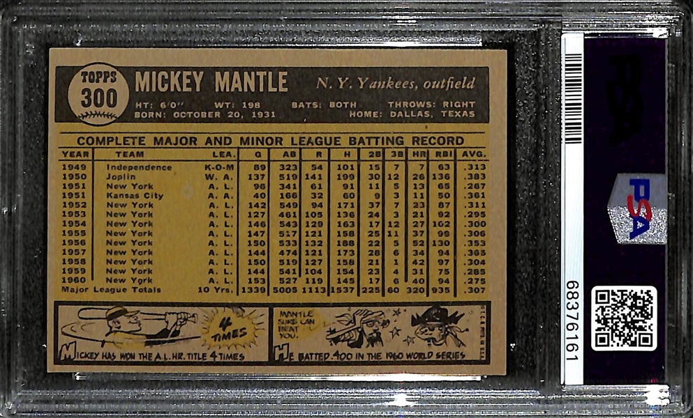 1961 Topps Mickey Mantle #300 Graded PSA 4