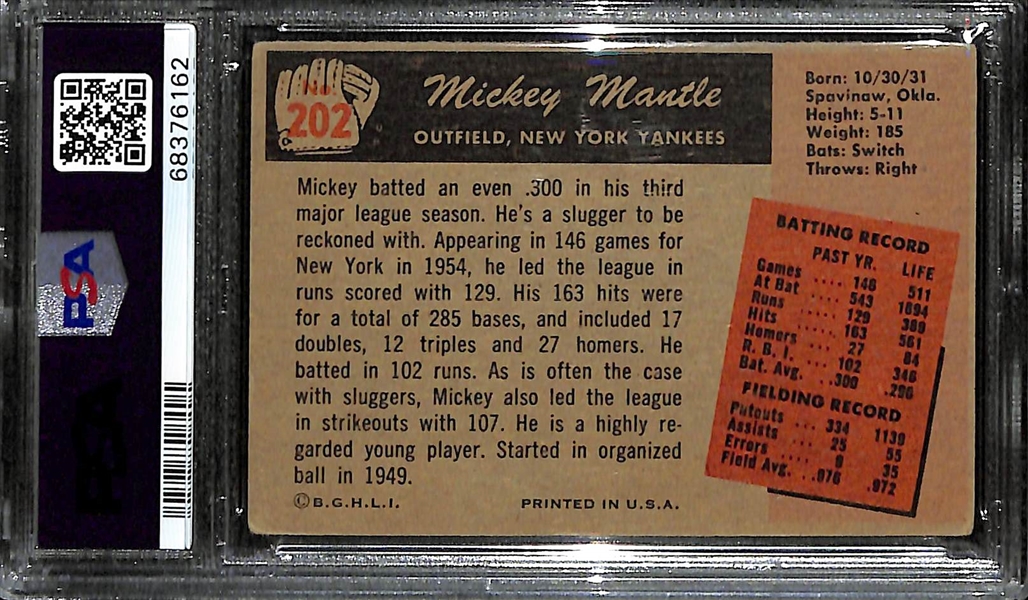 1955 Bowman Mickey Mantle #202 Graded PSA 2.5