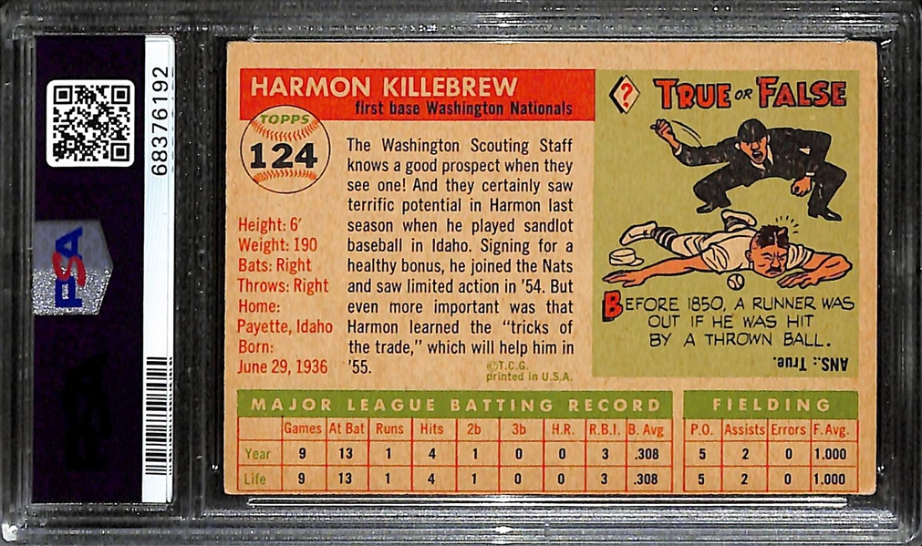 1955 Topps Harmon Killebrew Rookie Card #124 Graded PSA 4