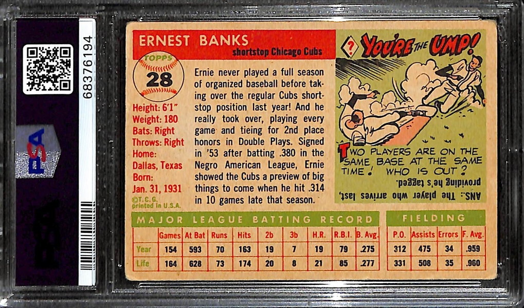 1955 Topps Ernie Banks (2nd Year) #28 Graded PSA 3