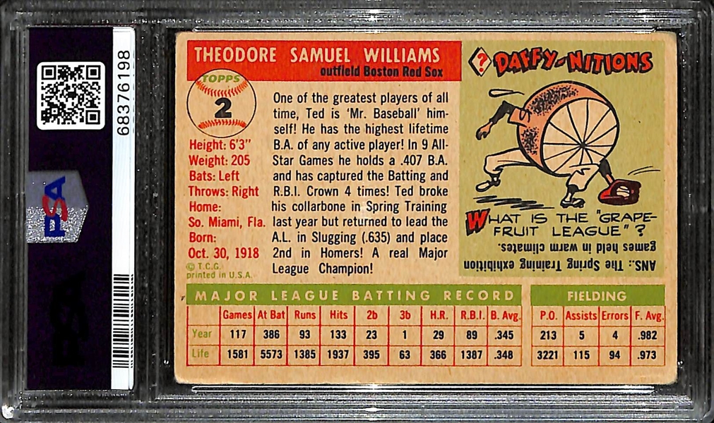 1955 Topps Ted Williams #2 Graded PSA 2.5