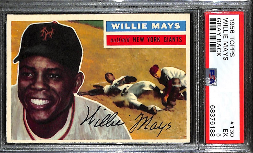 1956 Topps Willie Mays #130 Gray Back Graded PSA 5