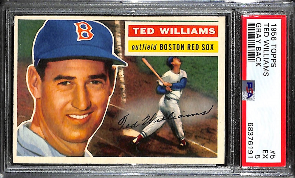 1956 Topps Ted Williams #5 Gray Back Graded PSA 5