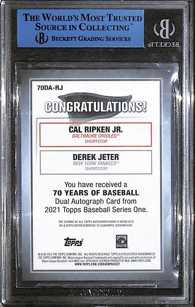2021 Topps  Derek Jeter & Cal Ripken Jr. Dual Autograph 70 Years of Baseball #ed 2/5 (Beckett Authenticated)