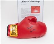 Rare Muhammad Ali Signed Boxing Glove w. Full Name & "a.k.a. Cassius Clay" Inscription - Full PSA/DNA LOA (Some Bleeding of Black Sharpie Signatures)