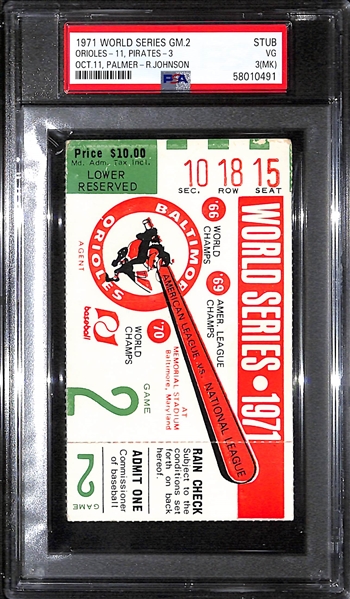1971 World Series Ticket Stub Game 2 (Orioles -11, Pirates -3) Graded PSA 3(MK)