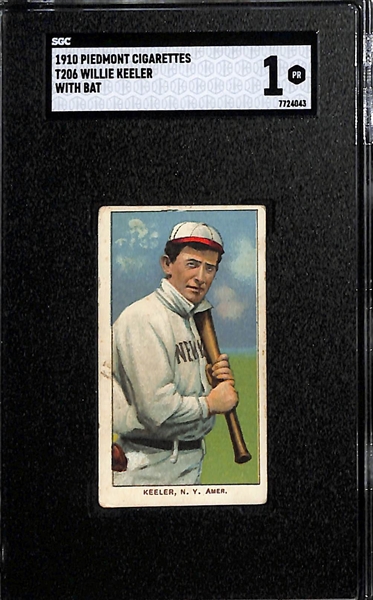 1909-11 T206 Willie Keeler (HOF - NY Yankees) Piedmont Back (w. Bat) Graded SGC 1