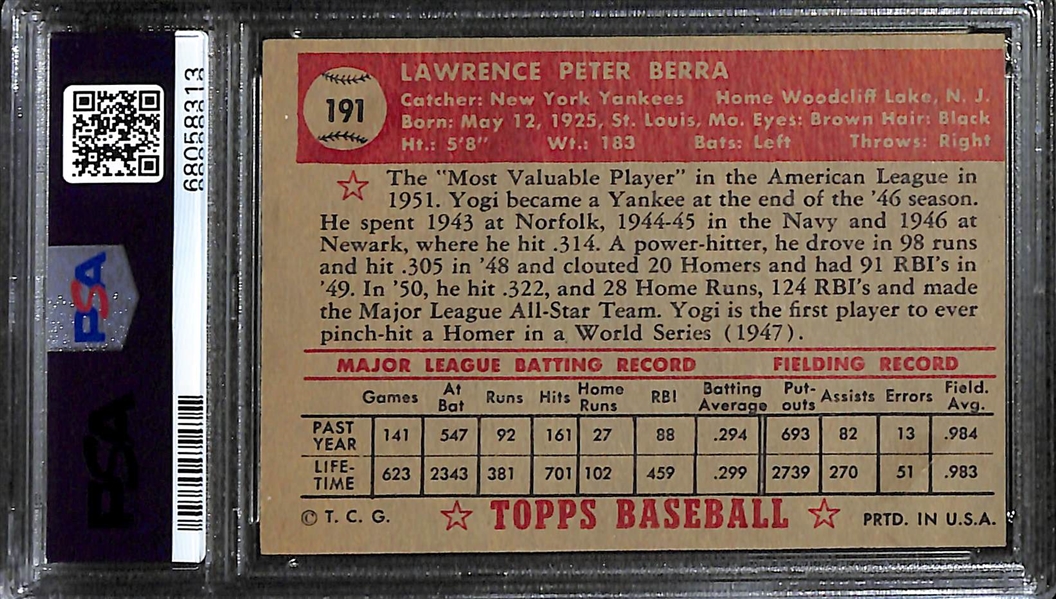 1952 Topps Yogi Berra #191 Graded PSA 4