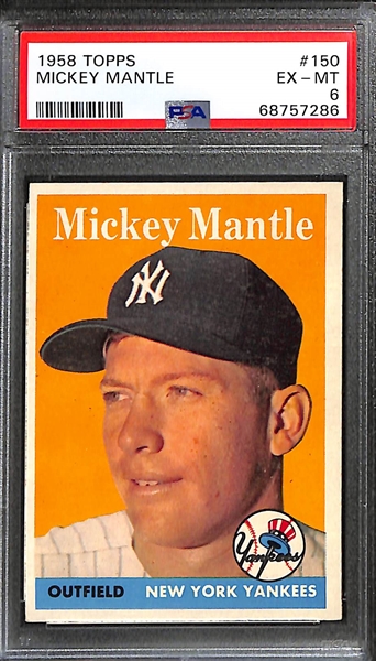 1958 Topps Mickey Mantle #150 Graded PSA 6