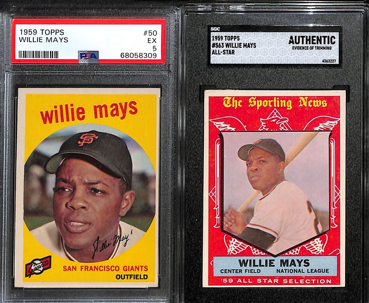 1959 Topps Willie Mays #50 (PSA 5) and All-Star #563 (SGC Authentic)