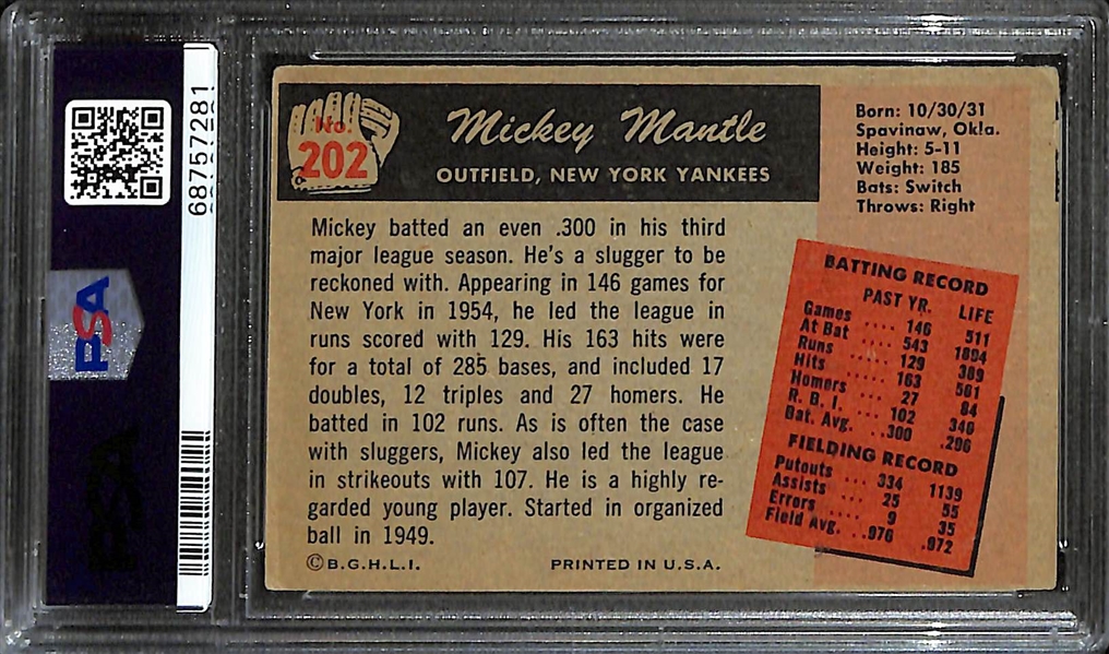 1955 Bowman Mickey Mantle #202 Graded PSA 2