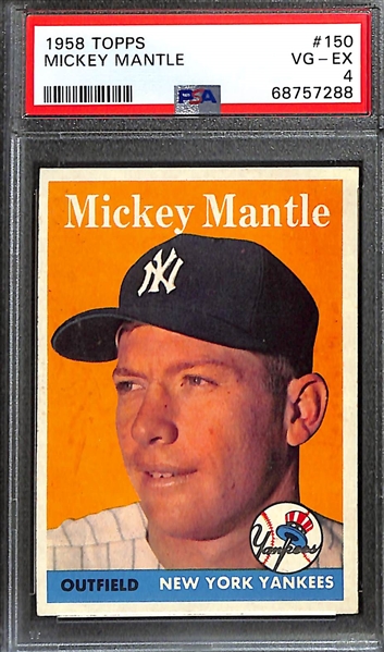 1958 Topps Mickey Mantle #150 Graded PSA 4