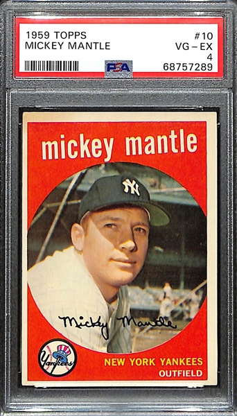 1959 Topps Mickey Mantle #10 Graded PSA 4